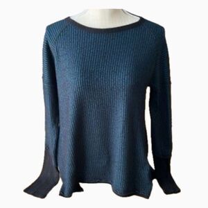 💠 Peyton Jensen Ribbed Soft Knit Pullover Teal Black Size S